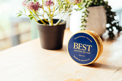 A tin of BEST Leather Care