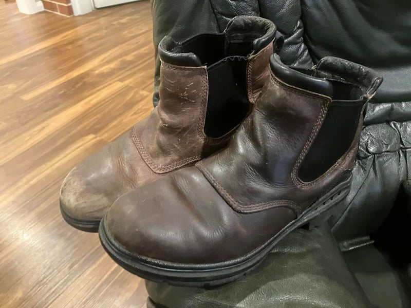 Clare's work boots after BEST Leather Care